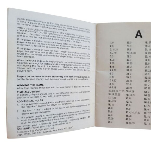 Wheel of Fortune Vintage Game Pieces Replacement Parts Puzzle Chart Solution - Picture 7 of 8